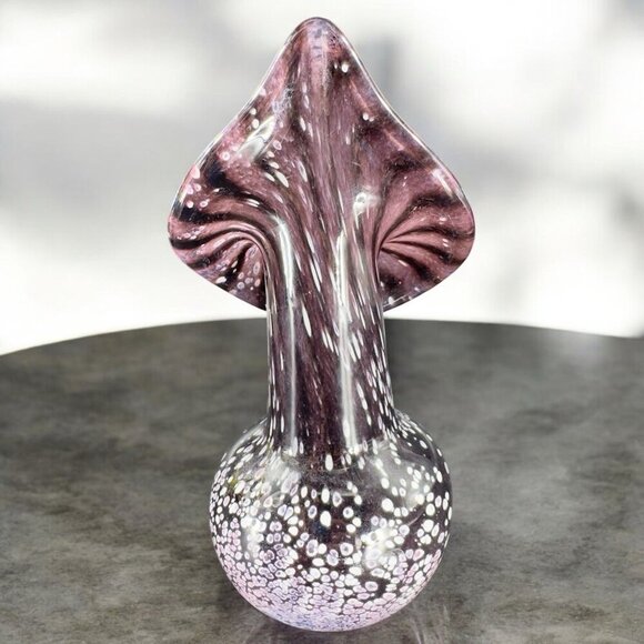 Vintage Hand Blown Art Glass Vase Jack In Pulpit Hand Made Studio Glass Vase VTG - Picture 2 of 16